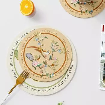 2/4/6 шт. водонепроницаемый коврик для стола, роскошный круглый коврик для журнального столика, теплоизоляционная подкладка, маслостойкий цветочный узор, ПВХ-кожа L