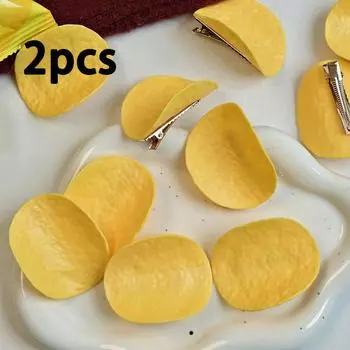 2/4/6 шт. Забавные заколки для волос, заколка для волос в виде картофельных чипсов, креативные милые студенческие зажимы типа «утиный клюв», боковые зажимы, аксессуары для волос