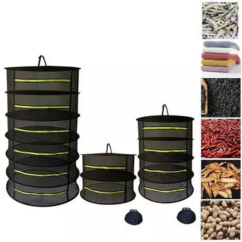 2/4/6 слоев сетки для сушки трав Складная рыболовная подвесная сушилка Сумки Тканевые сетки для подвешивания растений Сетка-стойка с застежкой-молнией 2 floors зелёный