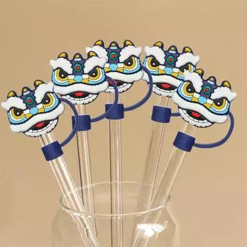 2/4/6PCS Glass Straw Cartoon Soft Silicone Mini Shape Secure Fit Kitchen Bar Supplies Suitable For 78mm Straw Plug Glass