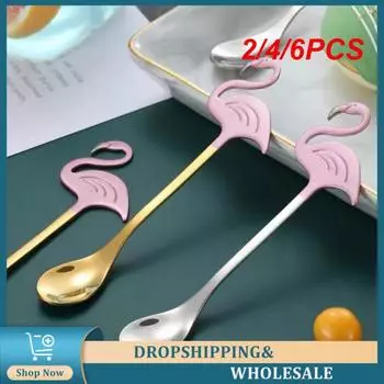 2/4/6PCS Teaspoons Gold Silver Stainless Steel 2024 Coffee Accessories Coffee Stirring Spoon Laser Logo Design Creative Lovely
