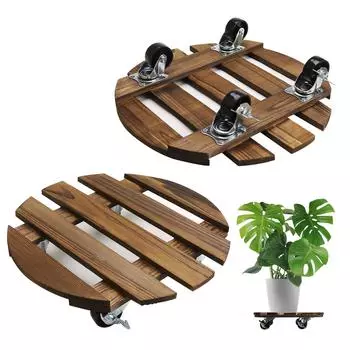 2/4/8 шт. 12-дюймовая деревянная подставка для растений с фиксирующимися колесами, круглая тележка для больших комнатных растений, цветочных горшков для улицы