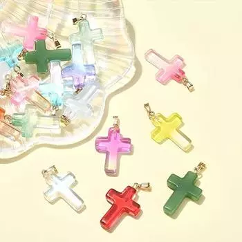 2/4/8 шт. Белые кольца градиентный сплошной цвет камень крест кулон случайный смешанный кулон ожерелье аксессуары DIY изготовление ювелирных изделий DIY браслет ожерелье 2pcs