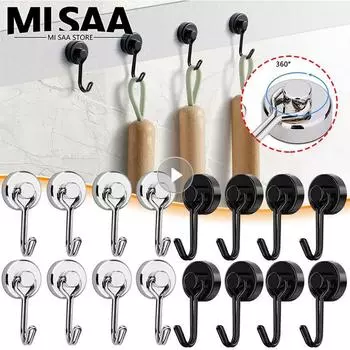 2/4/8 шт. магнитные крючки сверхпрочные магниты крючок 30 фунтов сильный неодимовый магнит с поворотными крючками для домашнего кухонного холодильника