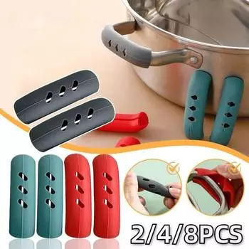 2/4/8 шт. силиконовые ручки для кастрюль, противоожоговые термостойкие зажимы для ушей, нескользящая ручка для кастрюли, кухонные аксессуары 2pcs красный