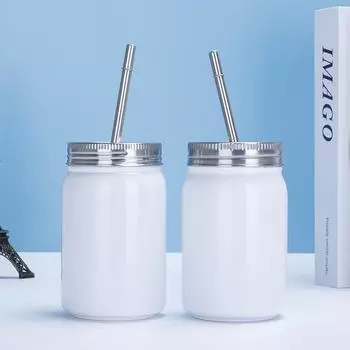 2/4/8 упаковки, 17 унций, банка из нержавеющей стали, двухслойная вакуумная чашка для хранения холода с соломенным соком, чай с молоком, портативные подарочные кружки на открытом воздухе 500ml