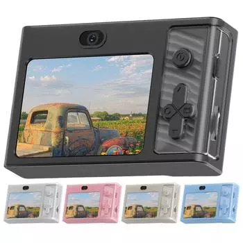 2,4-дюймовая детская цифровая камера 1080P 48MP ретро-камера для студентов 8-кратный зум компактная камера селфи-камера для подростков мальчиков девочек чёрный