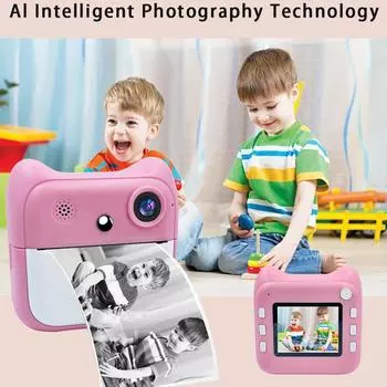 2,4-дюймовая детская мгновенная камера, тепловая детская цифровая камера для фотосъемки, видео, игрушка без чернил с принтом для девочек и мальчиков, подарок на день рождения розовый