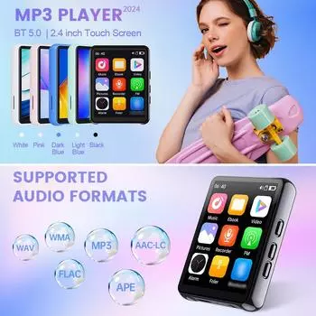 2,4-дюймовый экран HighClear MP3-плеер FullTouch Screen Lossless Sound BT-плеер с динамиком 8GB розовый