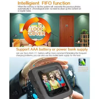 2,4-дюймовый видеодверной звонок, 145-градусный глазок, видеоглазок, дверной звонок, умная домашняя уличная камера чёрный