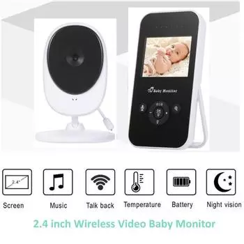 2,4-дюймовый ЖК-дисплей и камера, беспроводная видеоняня, цветной дисплей, камера безопасности, двусторонний разговор, ночное видение, мониторинг температуры в детской комнате EU Plug