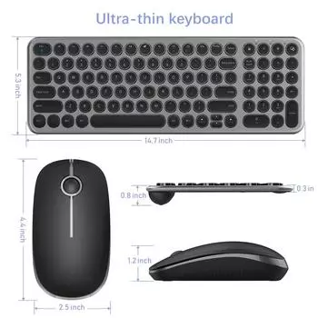 2,4 г Беспроводная клавиатура и мышь, комбинированная эргономичная клавиатура с круглыми клавишами, USB-мышь для ноутбуков с ОС Windows, ноутбуков чёрный