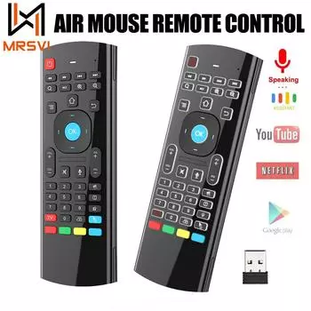2,4 ГГц беспроводная мини-клавиатура MX3 Air Mouse с голосовым управлением и подсветкой, обучаемый ИК-пульт дистанционного управления для ПК, Android TV Box