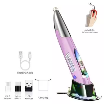 2,4 ГГц оптическая мышь-ручка для левой и правой руки, перезаряжаемая беспроводная оптическая карманная мышь-ручка, беспроводная фиолетовый