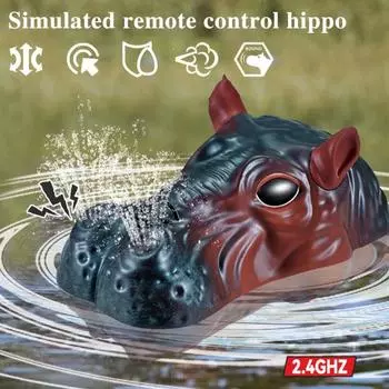 2,4 ГГц пульт дистанционного управления, голова бегемота, подвижные глаза, уши, распыление воды, открытый бассейн, озеро, пруд, плавающая лодка-бегемот, обучающая игрушка 1 Set