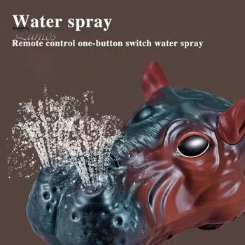 2,4 ГГц пульт дистанционного управления, голова бегемота, подвижные глаза, уши, распыление воды, открытый бассейн, озеро, пруд, плавающая лодка-бегемот, обучающая игрушка 1 Set