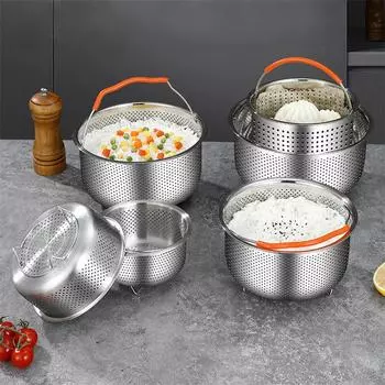 2-4 л пароварка из нержавеющей стали аксессуары для рисоварки решетка для приготовления на пару корзина для слива с силиконовой ручкой