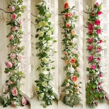 Искусственный плющ с цветками 2, 4метра для декораций шампанского