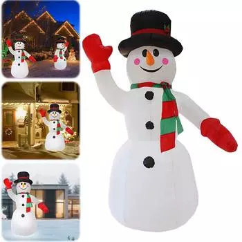 2,4 м надувная мультяшная модель снеговика со светодиодной подсветкой, гигантская модель снеговика, декоративная игрушка снеговика для рождественской садовой вечеринки