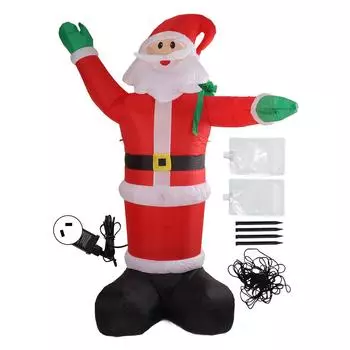 2,4 м надувные Санта-Клаусы из полиэстера со светодиодной подсветкой Подарочный пакет Рождественское украшение Санта-Клауса для дома и сада