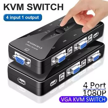 2/4-полосный VGA-разветвитель-переключатель 1080P USB 2.0 VGA Vedio Converter Box 4x1 2x1 KVM-переключатель VGA-адаптер для мыши Клавиатура Принтер Pendrive Share 4 Port