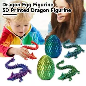 2/4 шт. 3D-принтерская фигурка яйца дракона, красочные подвижные суставы, шарнирная китайская модель лунга, игрушка, украшение для рабочего стола, подарки для детей и взрослых 4A