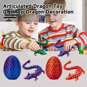 2/4 шт. 3D-принтерская фигурка яйца дракона, красочные подвижные суставы, шарнирная китайская модель лунга, игрушка, украшение для рабочего стола, подарки для детей и взрослых 4A