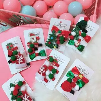 2/4 шт./компл., милая рождественская заколка для волос, конфетная заколка Санта-Клауса, головной убор для маленьких девочек, заколка в виде утконоса, красная, зеленая заколка для волос 2pcs