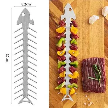 2/4 шт. Креативные шампуры для барбекю Slide & Serve, 12-дюймовые многоразовые шампуры из нержавеющей стали для шашлыков, длинные плоские металлические шампуры для гриля