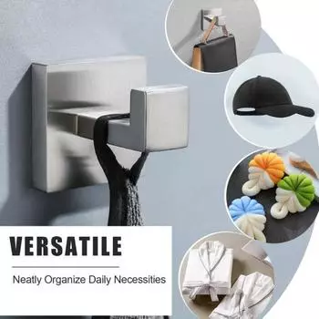 2/4 шт. крючки для полотенец, нержавеющие, прочные, несущие простую установку, сверхмощные настенные крючки для душа 2pcs чёрный