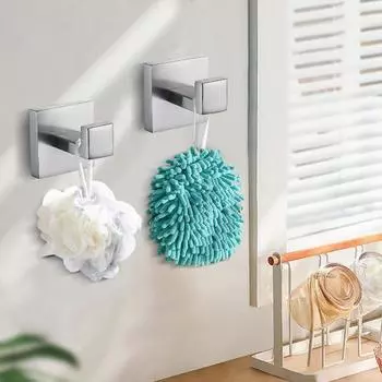 2/4 шт. крючки для полотенец, нержавеющие, прочные, выдерживающие нагрузку, простые в установке, прочные настенные крючки для душа, вешалки для полотенец 2pcs чёрный