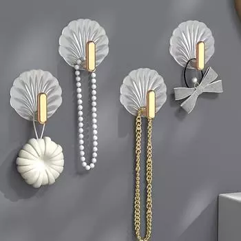 2/4 шт. крючков в форме ракушки, липкие крючки, водонепроницаемые самоклеящиеся настенные крючки, идеально подходят для подвешивания полотенец, ключей, пальто на кухне, в ванной, спальне 2pcs