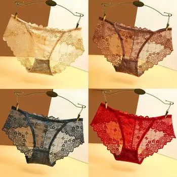 2/4 шт. кружевные сексуальные трусики женские трусы с низкой талией нижнее белье женские трусики нижнее белье M 42.5-55kg