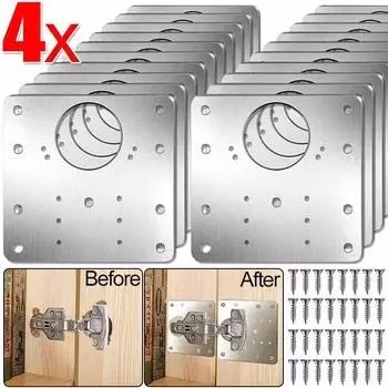 2/4 шт. Пластина для ремонта петель, корпусная мебель, ящик, стол, Шарнье, нержавеющая сталь, бытовая фурнитура, крепежная скоба для петель