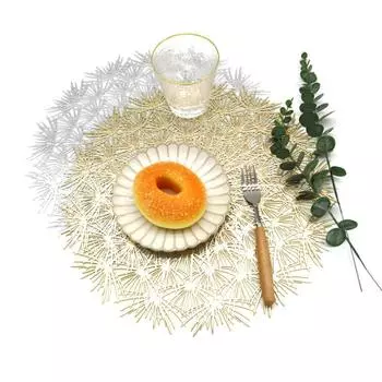 2/4 шт. подставка под тарелку с изображением одуванчика для обеденного стола из ПВХ, пластиковая полая подставка под тарелку, набор ковриков для праздничной вечеринки, домашнего декора, свадебной вечеринки 2PCS золотой