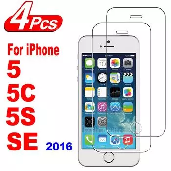 2/4 шт прозрачное защитное стекло для iPhone 5 5S 5C SE 2016 (4,0 дюйма) Пленка из закаленного стекла для телефона 2Pcs