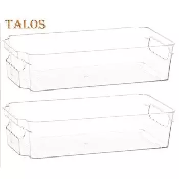 2/4 шт., прозрачный ящик для хранения холодильника с ручкой, штабелируемый контейнер для фруктов и овощей, контейнер для ванной комнаты, органайзер для туалетных принадлежностей, чехол для организации холодильника 2pcs