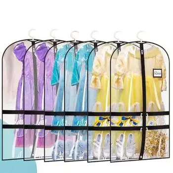 2/4 шт., пылезащитный мешок для одежды, прозрачный, с несколькими карманами, на молнии, влагостойкий, большой вместительности, Dence, сумка для концертного платья, подвесная сумка для хранения 2pcs прозрачный