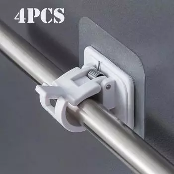 2/4 шт., регулируемый держатель для карниза без гвоздей, зажимные крючки, держатели кронштейнов для стержней, клейкая настенная штора, фиксированный зажим, подвесной крюк для стойки 2pcs прозрачный