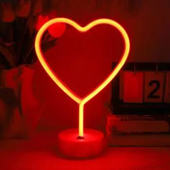 2/4 шт. Сердце Неоновая вывеска светодиодная неоновая лампа USB/батарейное питание романтическая лампа в форме сердца 2pcs жёлтый