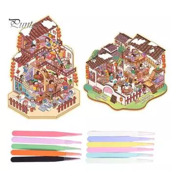 2/4 шт. Симпатичные 3D наклейки с изображением дома для самостоятельного создания ландшафтного дизайна с помощью пинцета Отличный подарок для друзей семьи Различные узоры Наклейка из бумаги и винила для рукоделия A