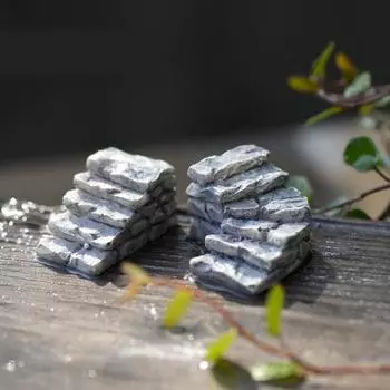 2/4 шт смолы лошадь черепаха ветряная мельница миниатюрный кукольный домик орнамент садовый декор D (2pcs stone step)