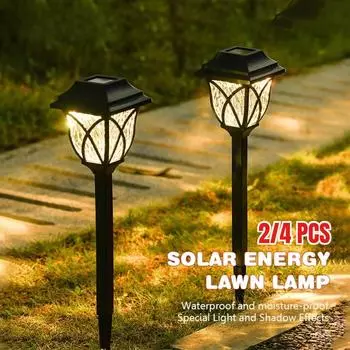 2/4 шт. солнечные садовые фонари наружное украшение двор сад газон водонепроницаемый светильник расположение заземление штекер свет тень свет 2PCS White Light