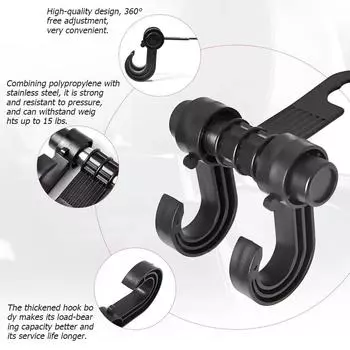 2/4 шт. Универсальный автомобильный крючок для сиденья, многофункциональный автомобильный крючок для хранения, вращающийся на 360°, двойной крючок для хранения, автомобильные аксессуары
