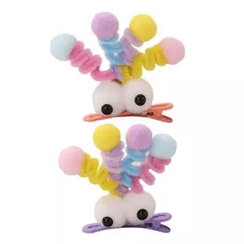 2/4 шт. Заколки для волос плюшевые большеглазые девочки заколки для волос клипсы заколка для волос украшение для волос праздничные вечеринки аксессуар для волос 2pcs