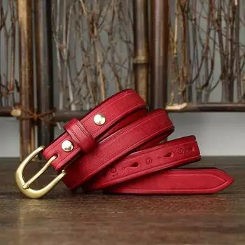 2,4 см толстый воловья кожа медная пряжка женские натуральная кожа повседневные джинсы ремни для женщин роскошный дизайнер корейская мода тонкий ремень 95cm красный