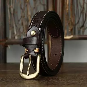 2.4 см женские ремни из натуральной кожи высокого качества из натуральной кожи для женщин, джинсы с медной пряжкой, ковбойские, корейская версия, женские 95cm коричневый