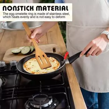 2/4 упаковки 8-дюймовых колец для омлета для сковороды, большие формы для блинов из нержавеющей стали с антипригарным покрытием и кистью для масла, приспособление для приготовления омлетных яиц