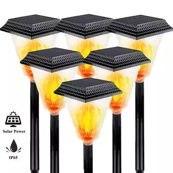 2/4 упаковки светодиодный фонарик на солнечной батарее с мигающим наружным IP65 садом, двором, ландшафтным украшением, Рождественский свет пламени