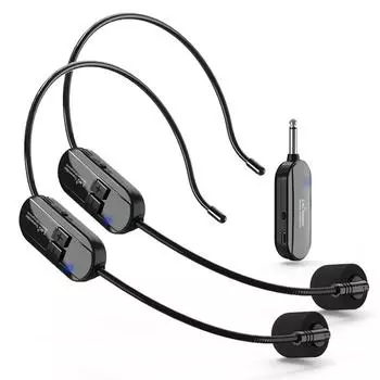 2.4G 2 канала беспроводная гарнитура микрофон 50M диапазон для динамика голосового обучения йоге